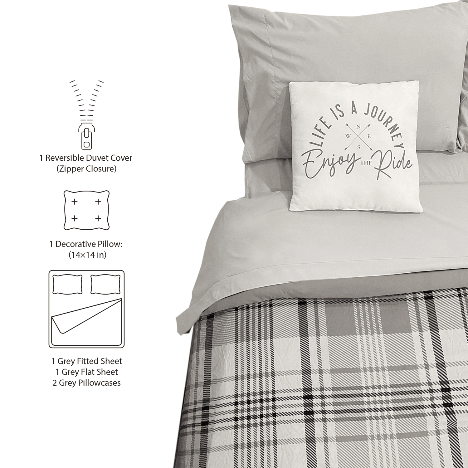 Bed in a Bag – GREY PLAID