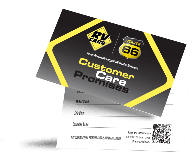RV Care Customer Care Promises card